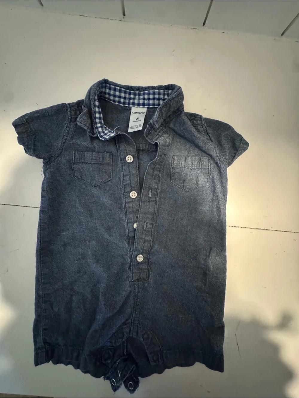 Carter's Indigo Denim-Style Short Sleeve One-Piece